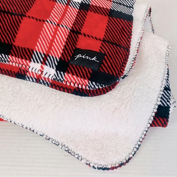 PINK Plaid Sherpa Cozy Blanket 50” x 60” - Picture 2 of 5